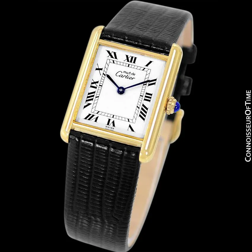 Cartier Vintage Mens Tank Mechanical Watch - Gold Vermeil, 18K Gold over Sterling Silver