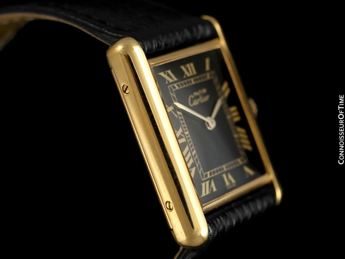 Cartier Vintage Mens Tank Mechanical Watch - Gold Vermeil, 18K Gold over Sterling Silver