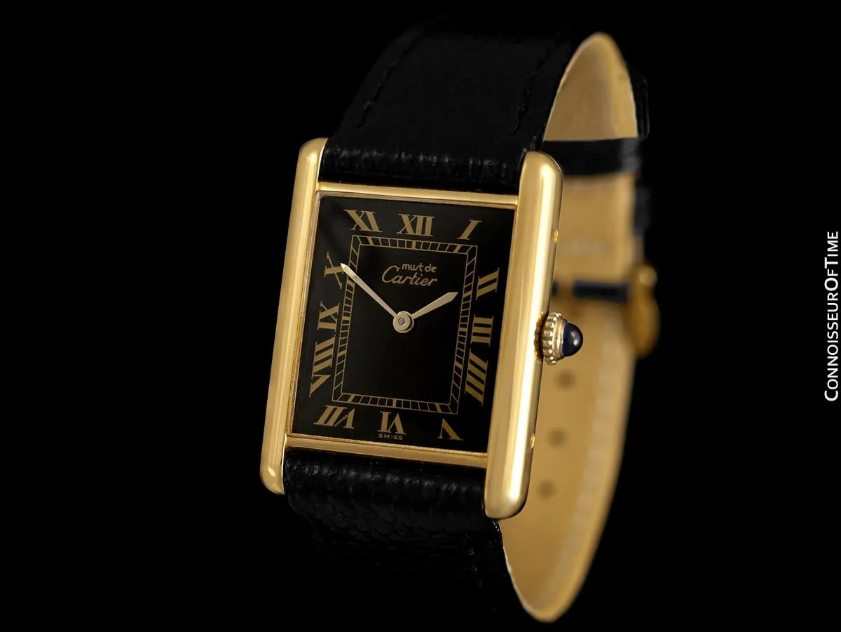 Cartier Vintage Mens Tank Mechanical Watch - Gold Vermeil, 18K Gold over Sterling Silver