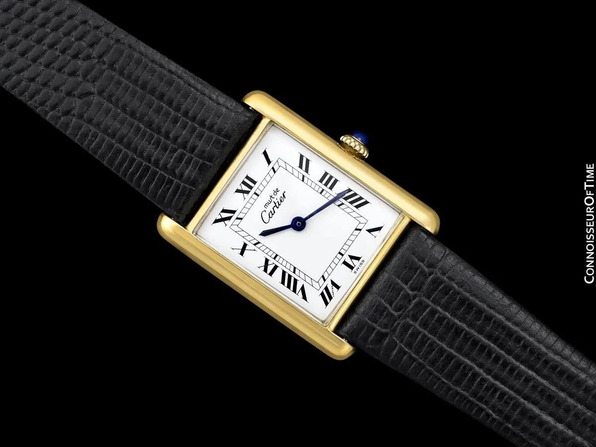 Cartier Vintage Mens Tank Mechanical Watch - Gold Vermeil, 18K Gold over Sterling Silver