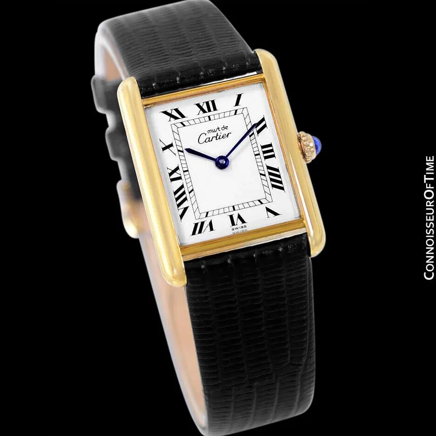 Cartier Vintage Mens Tank Mechanical Watch - Gold Vermeil, 18K Gold over Sterling Silver