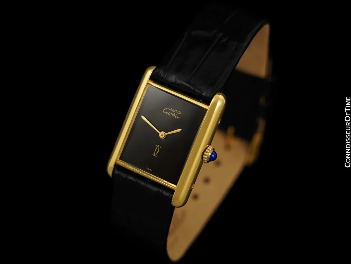 Cartier Vintage Mens Tank Mechanical Watch - Gold Vermeil, 18K Gold over Sterling Silver