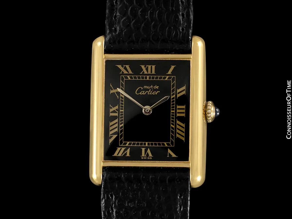 Cartier Vintage Mens Tank Mechanical Watch - Gold Vermeil, 18K Gold over Sterling Silver