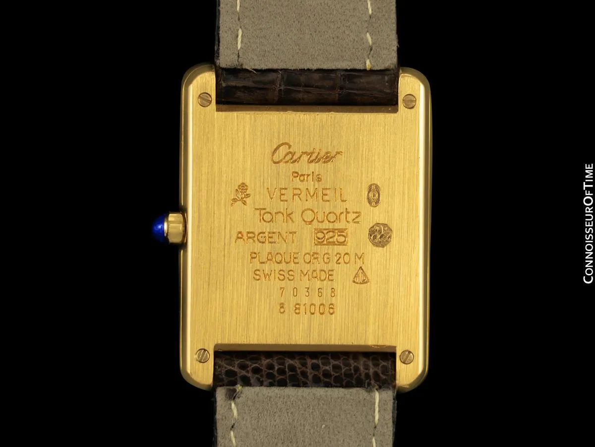 Cartier Vintage Mens Tank Watch - Gold Vermeil, 18K Gold over Sterling Silver
