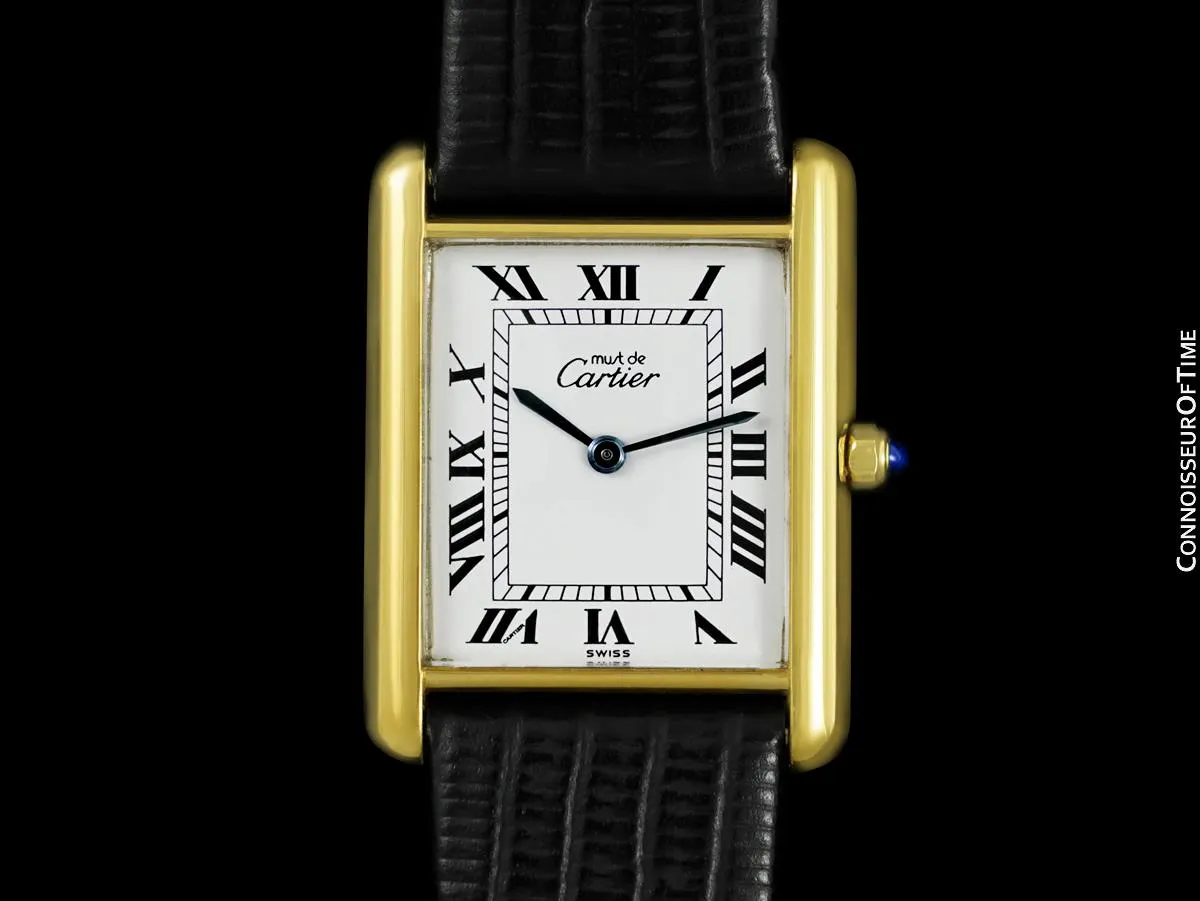 Cartier Vintage Mens Tank Watch - Gold Vermeil, 18K Gold over Sterling Silver