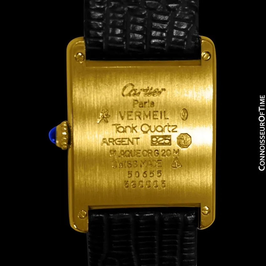 Cartier Vintage Mens Tank Watch - Gold Vermeil, 18K Gold over Sterling Silver