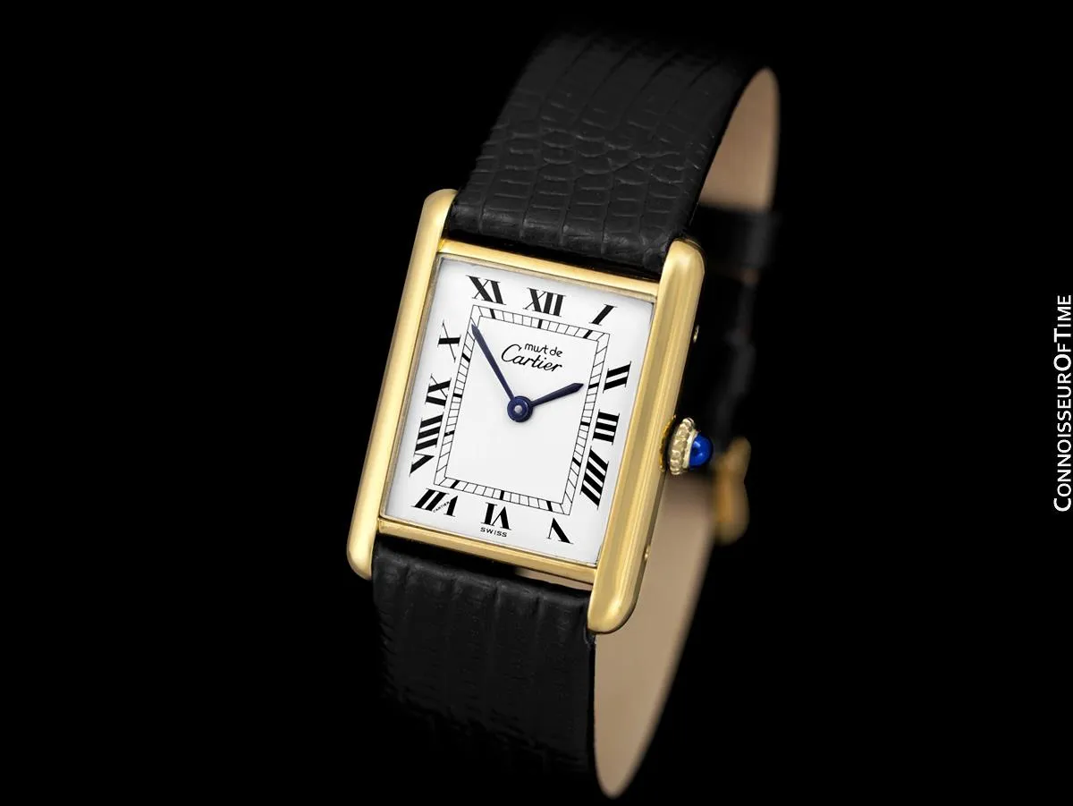 Cartier Vintage Mens Tank Watch - Gold Vermeil, 18K Gold over Sterling Silver