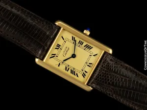 Cartier Vintage Mens Tank Watch - Gold Vermeil, 18K Gold over Sterling Silver