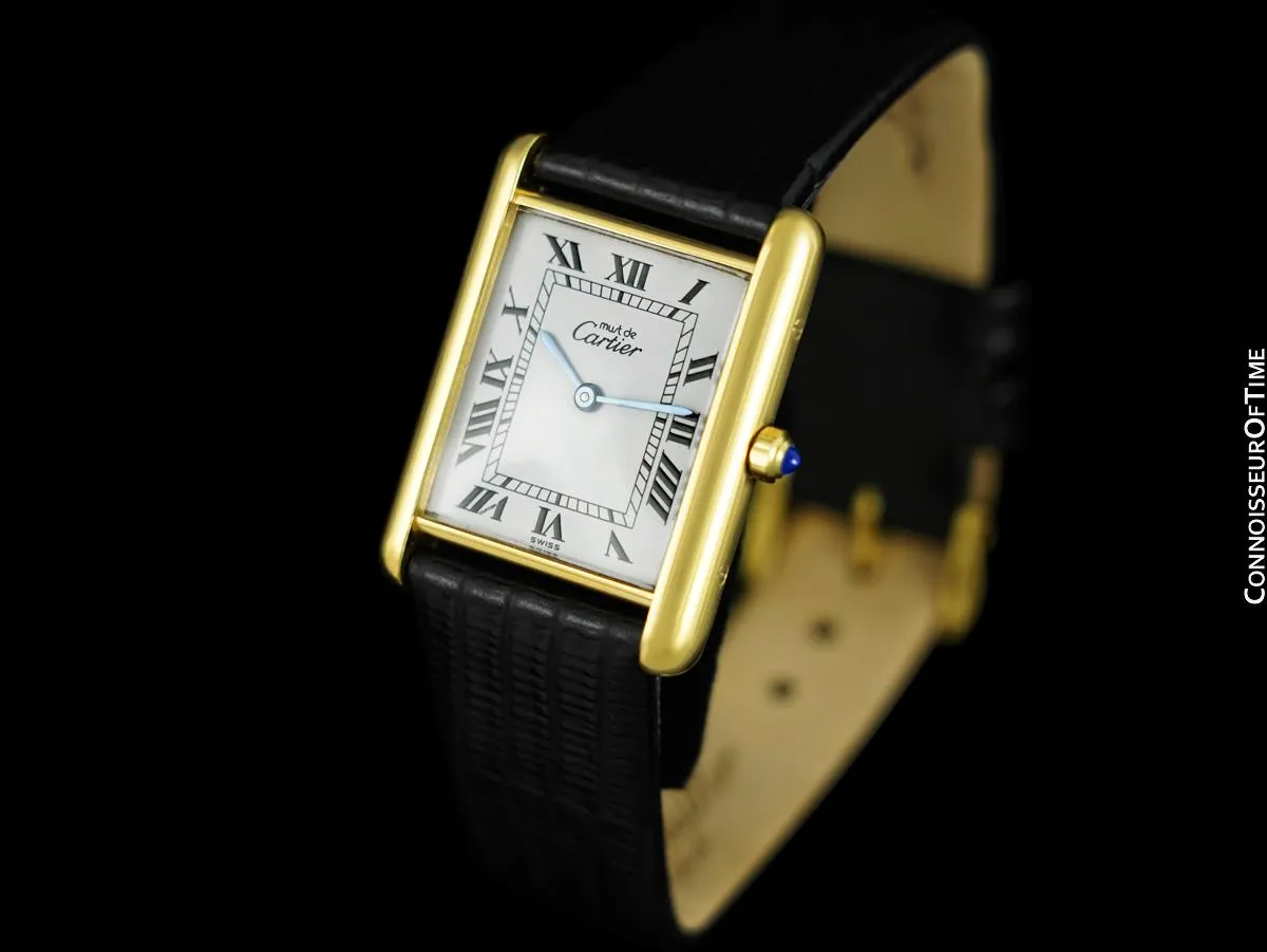 Cartier Vintage Mens Tank Watch - Gold Vermeil, 18K Gold over Sterling Silver