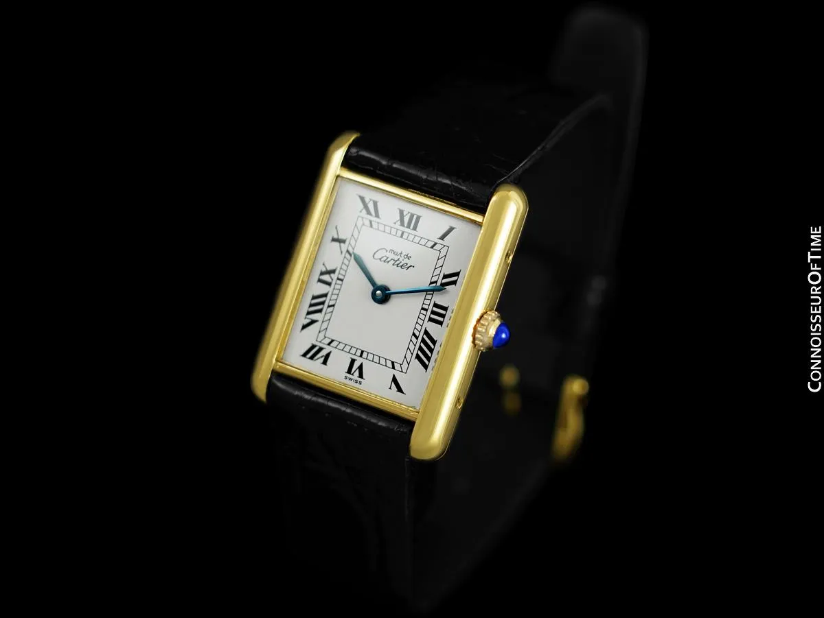 Cartier Vintage Mens Tank Watch - Gold Vermeil, 18K Gold over Sterling Silver