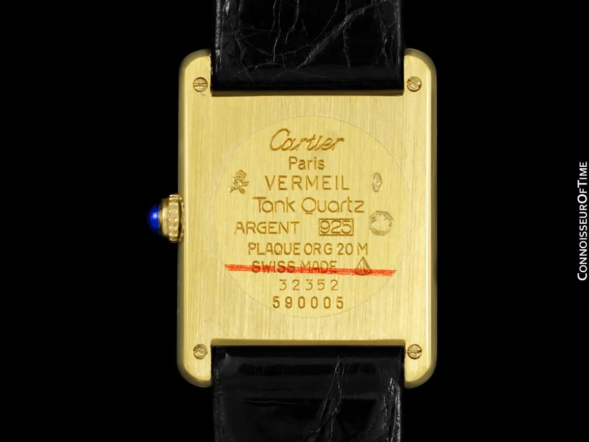 Cartier Vintage Mens Tank Watch - Gold Vermeil, 18K Gold over Sterling Silver