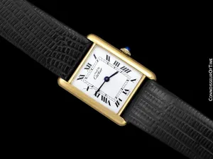 Cartier Vintage Mens Tank Watch - Gold Vermeil, 18K Gold over Sterling Silver