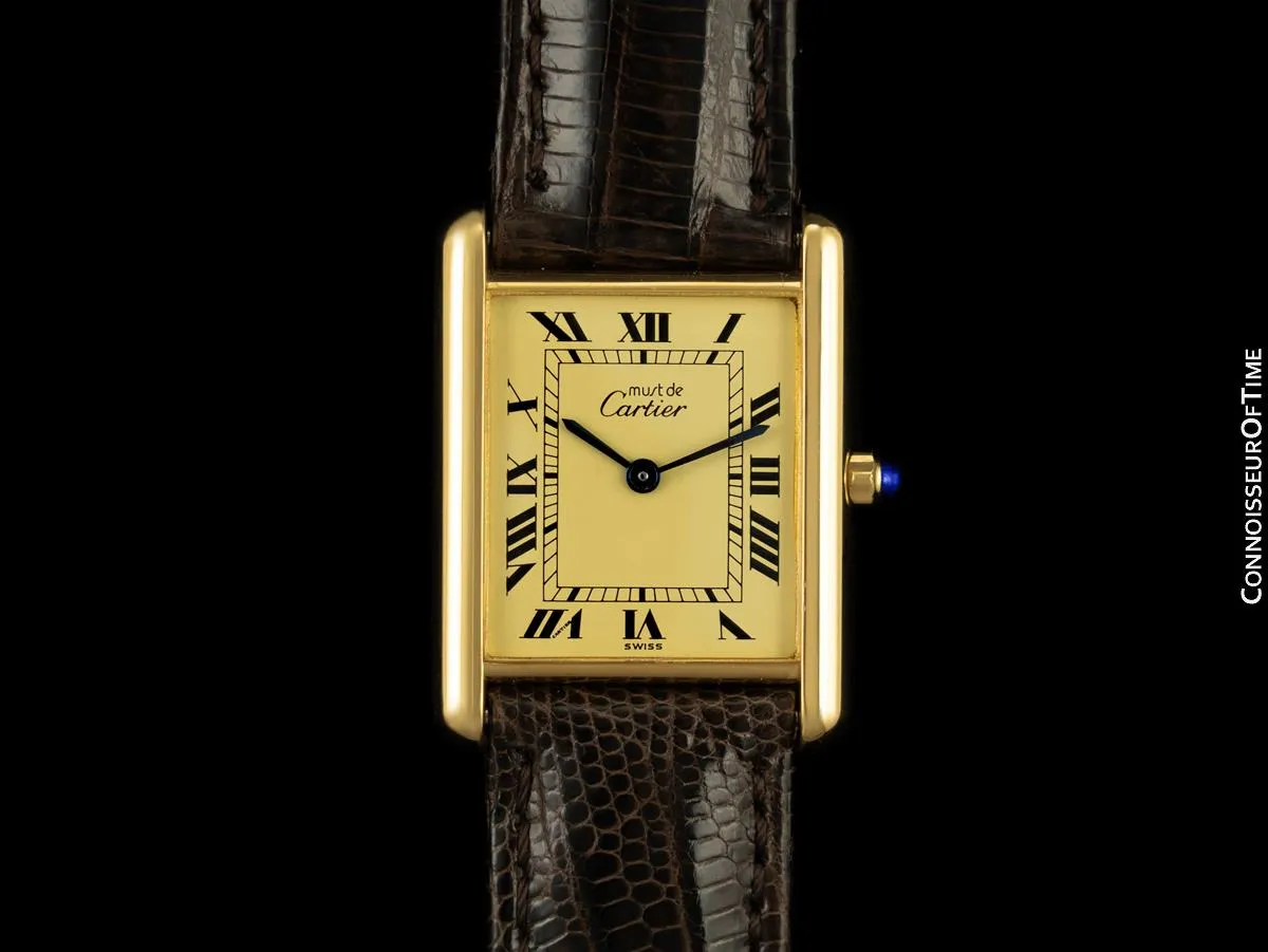 Cartier Vintage Mens Tank Watch - Gold Vermeil, 18K Gold over Sterling Silver