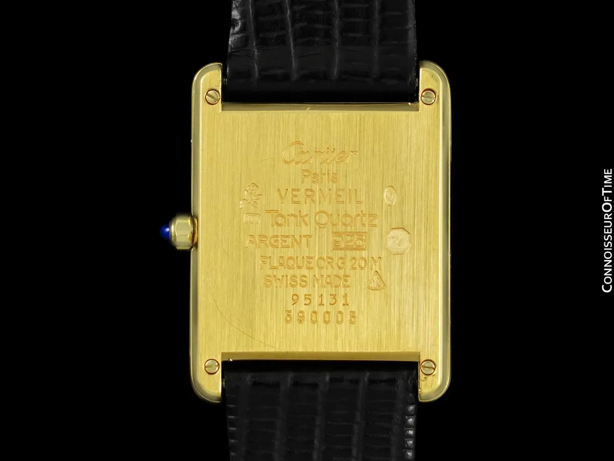 Cartier Vintage Mens Tank Watch - Gold Vermeil, 18K Gold over Sterling Silver