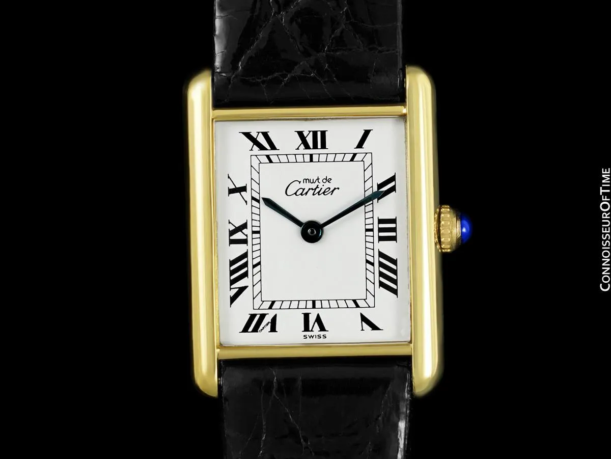 Cartier Vintage Mens Tank Watch - Gold Vermeil, 18K Gold over Sterling Silver