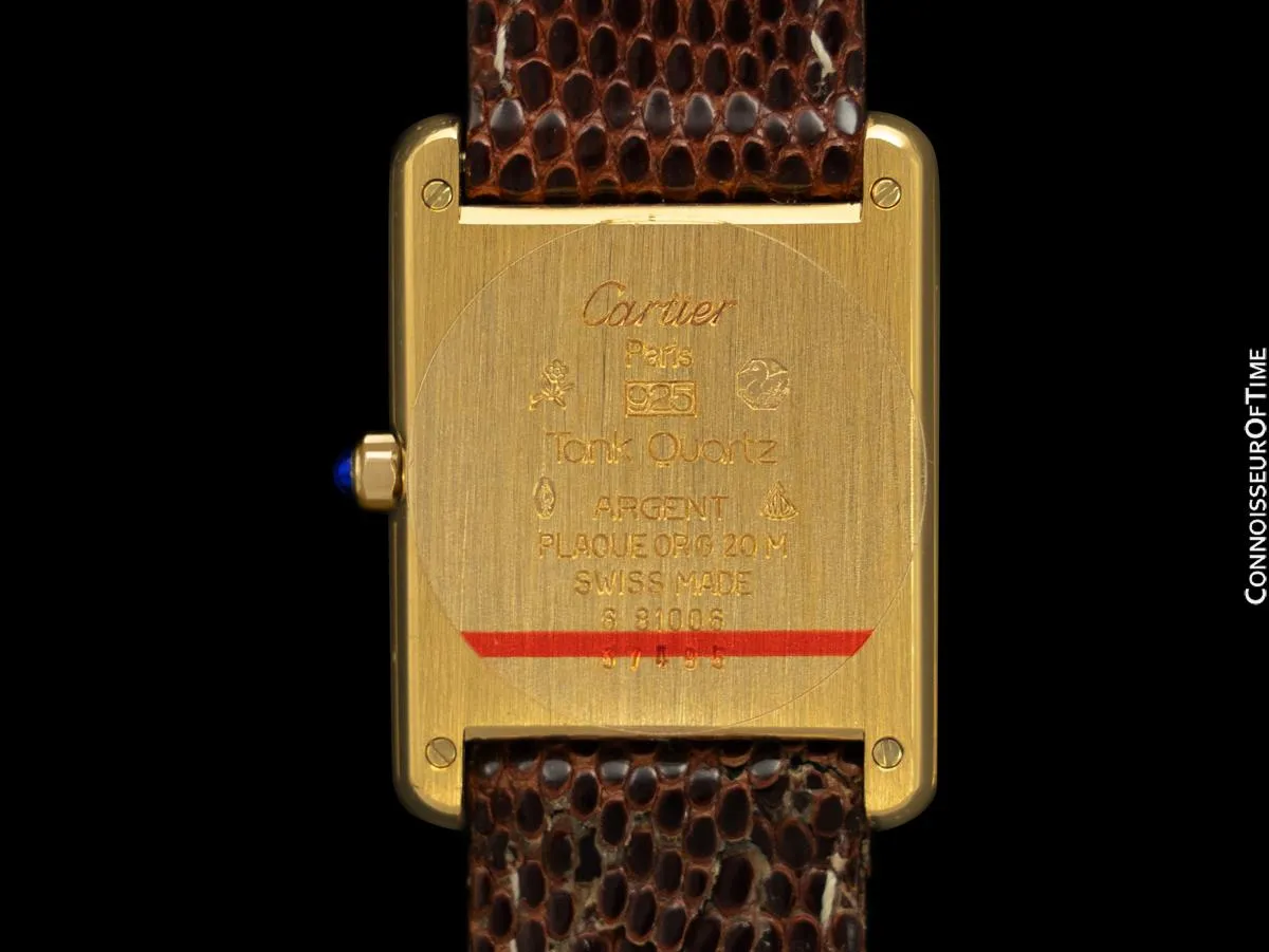 Cartier Vintage Mens Tank Watch With Chocolate Dial - Gold Vermeil, 18K Gold over Sterling Silver