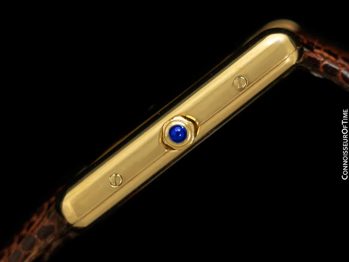 Cartier Vintage Mens Tank Watch With Chocolate Dial - Gold Vermeil, 18K Gold over Sterling Silver