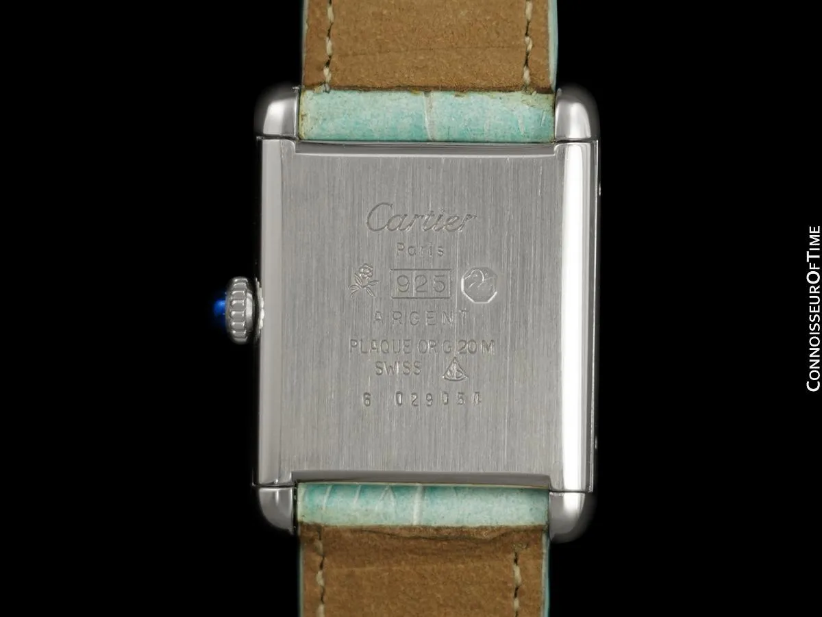 Cartier Vintage Mens Unisex Tank Mechanical Watch - Gold Vermeil, 18K White Gold over Sterling Silver