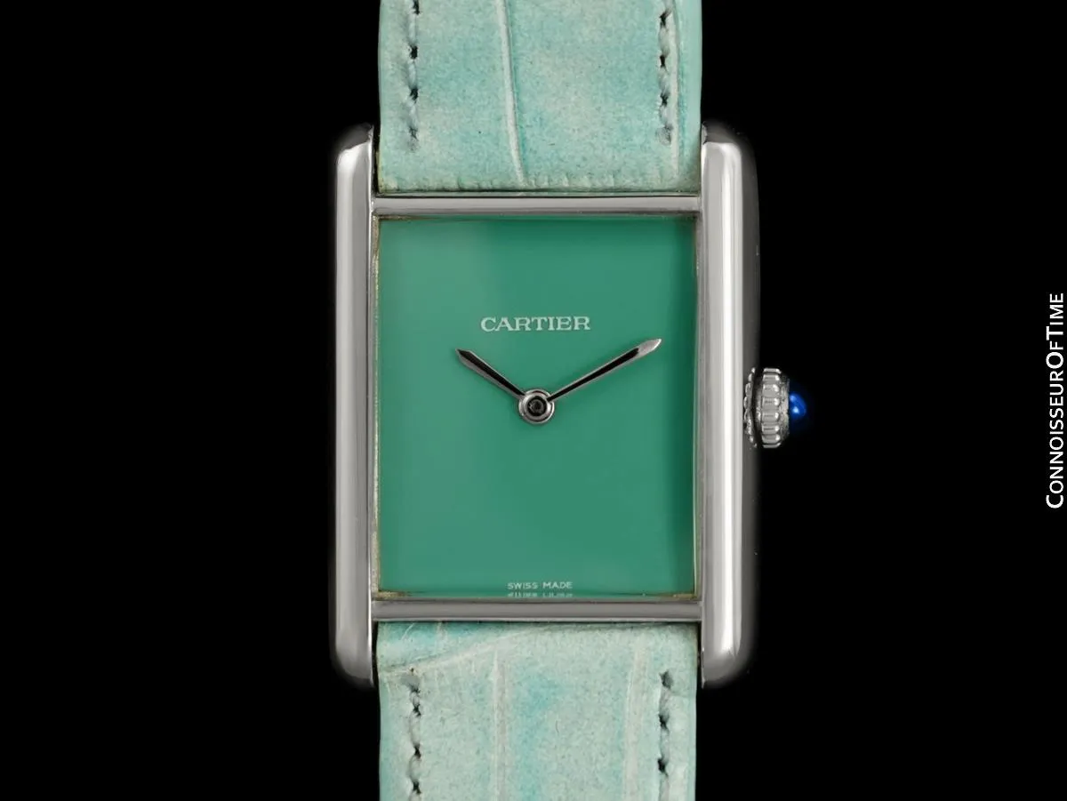 Cartier Vintage Mens Unisex Tank Mechanical Watch - Gold Vermeil, 18K White Gold over Sterling Silver