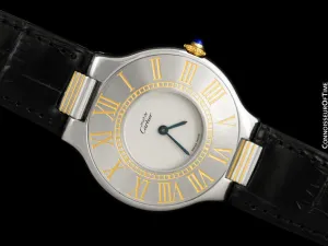 Cartier Must De 21C Mens Midsize Unisex Watch - Stainless Steel & 18K Gold