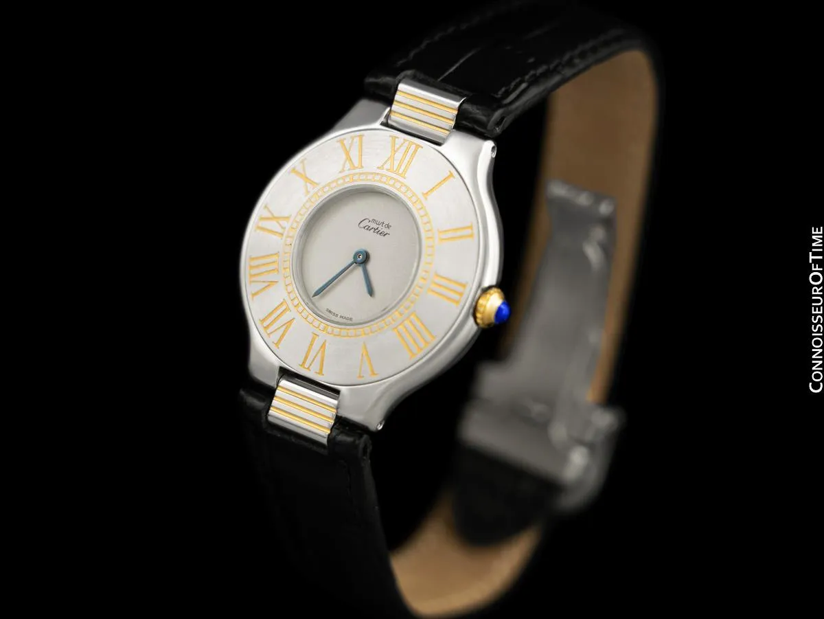 Cartier Must De 21C Mens Midsize Unisex Watch - Stainless Steel & 18K Gold