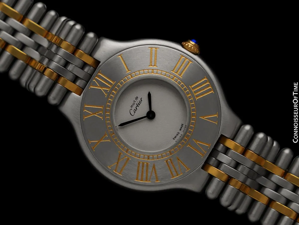 Cartier Must De 21C Mens Midsize Unisex Watch - Stainless Steel & 18K Gold