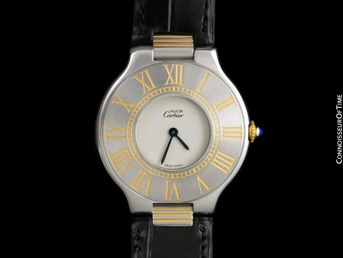 Cartier Must De 21C Mens Midsize Unisex Watch - Stainless Steel & 18K Gold