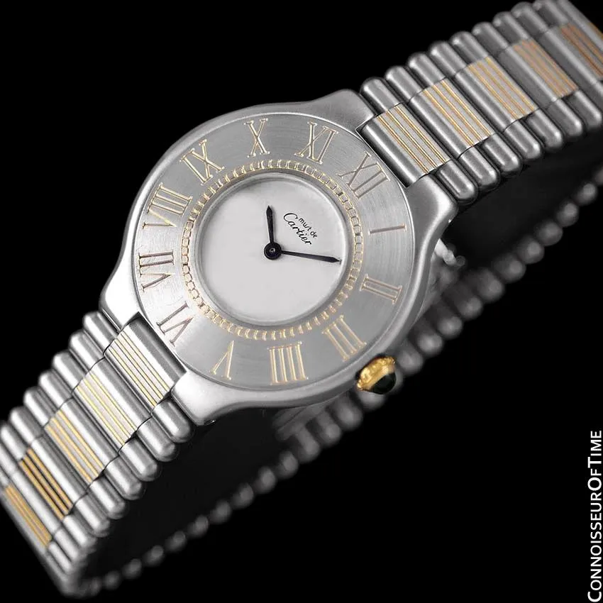 Cartier Must De 21C Mens Midsize Unisex Watch - Stainless Steel and 18K Gold
