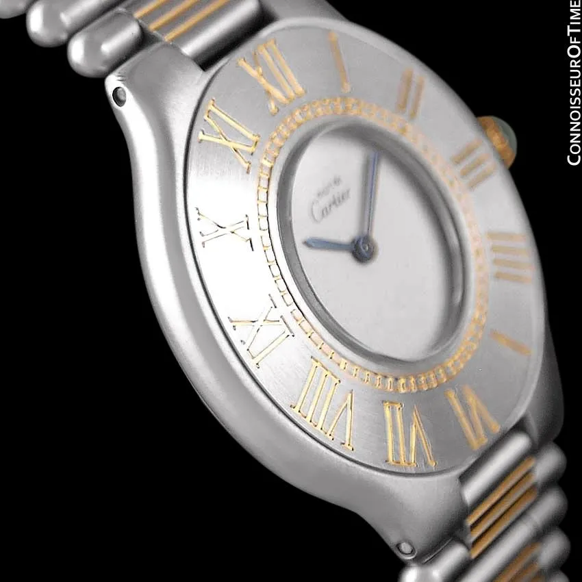 Cartier Must De 21C Mens Midsize Unisex Watch - Stainless Steel and 18K Gold