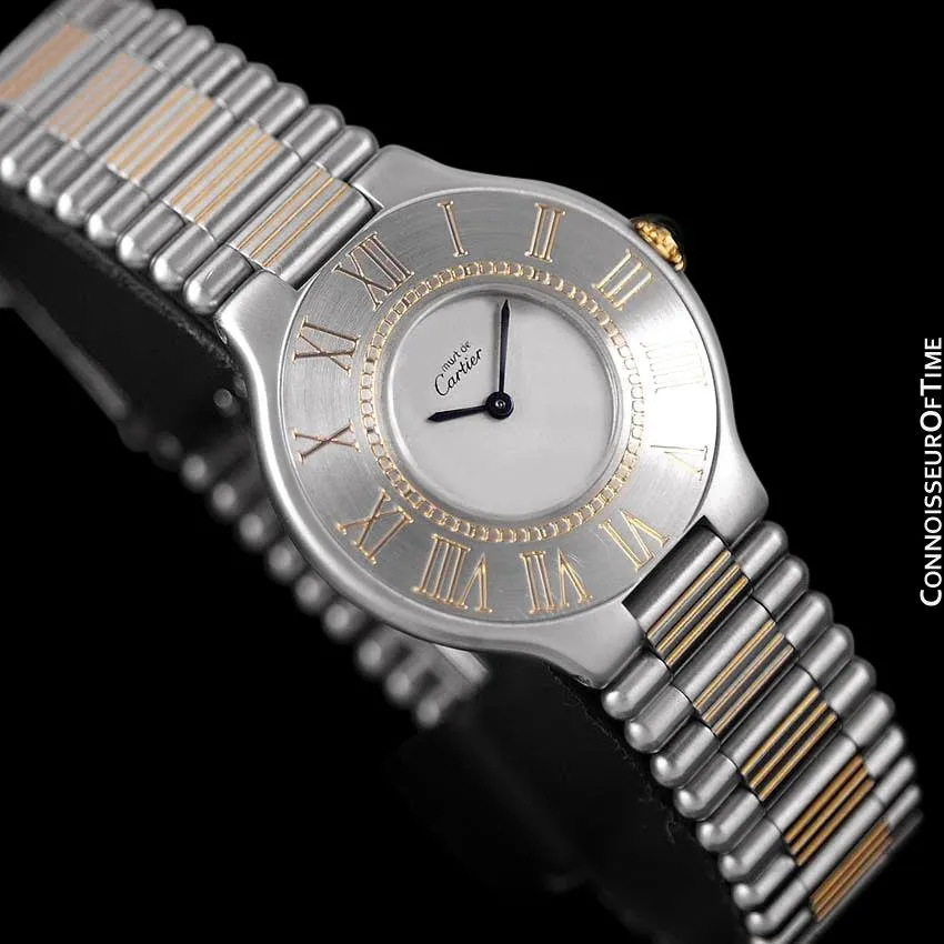 Cartier Must De 21C Mens Midsize Unisex Watch - Stainless Steel and 18K Gold