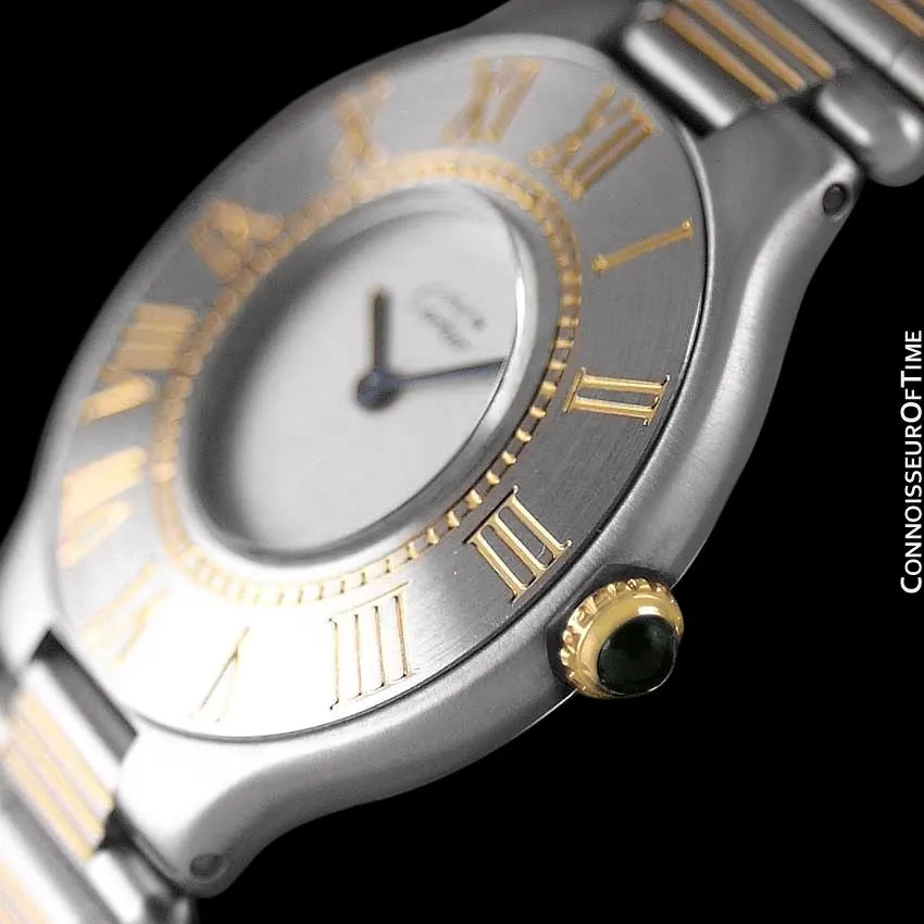 Cartier Must De 21C Mens Midsize Unisex Watch - Stainless Steel and 18K Gold