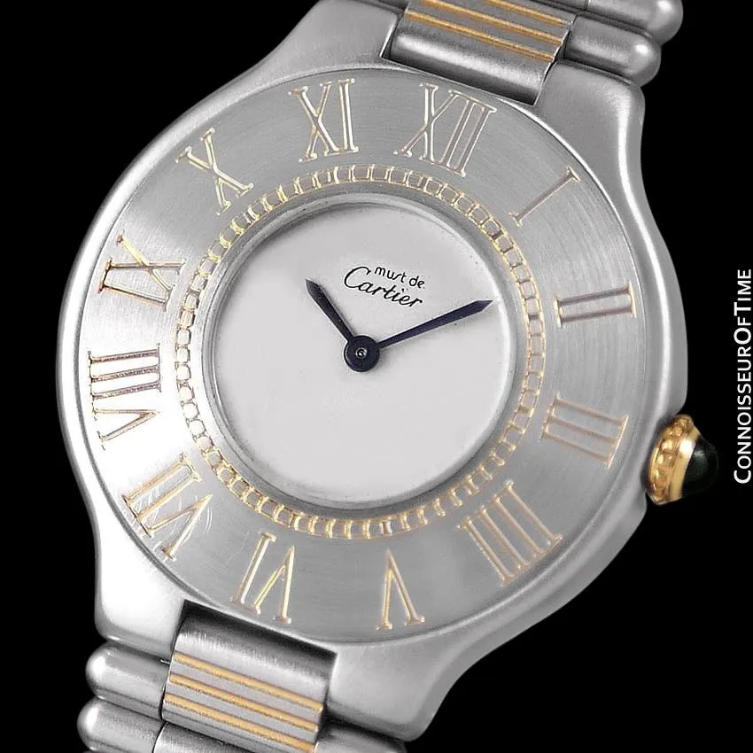 Cartier Must De 21C Mens Midsize Unisex Watch - Stainless Steel and 18K Gold