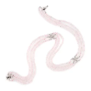 Cathy Waterman Rose Quartz Diamond Necklace 3 Strand Choker Platinum Estate 13"