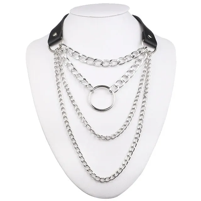Chain Accent Choker Collar in Many Colors