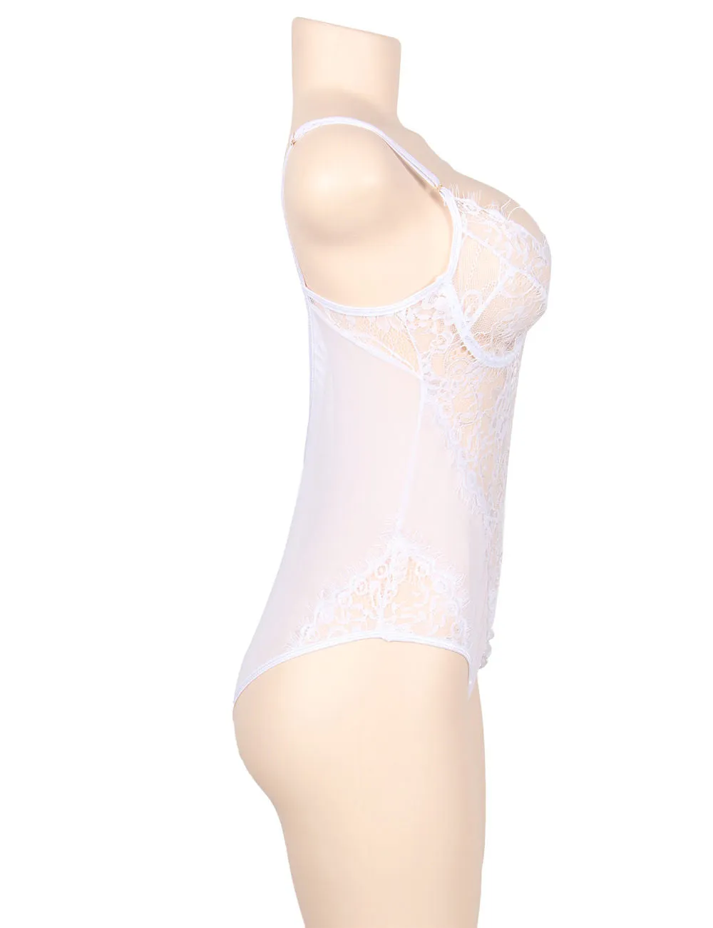 Chic Kissable White Backless Teddy With Underwire Lingerie Egypt