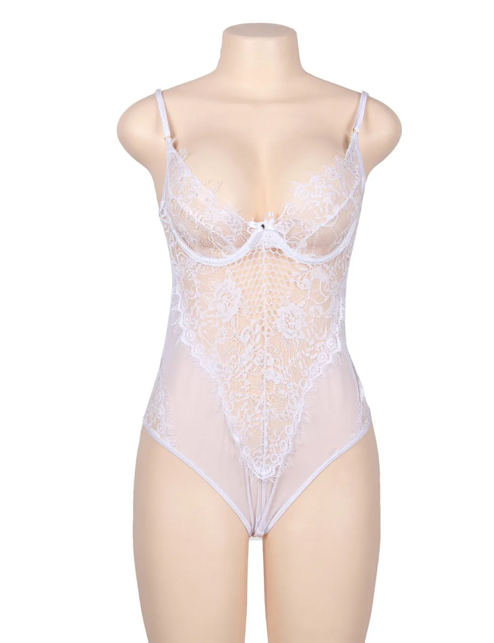 Chic Kissable White Backless Teddy With Underwire Lingerie Egypt