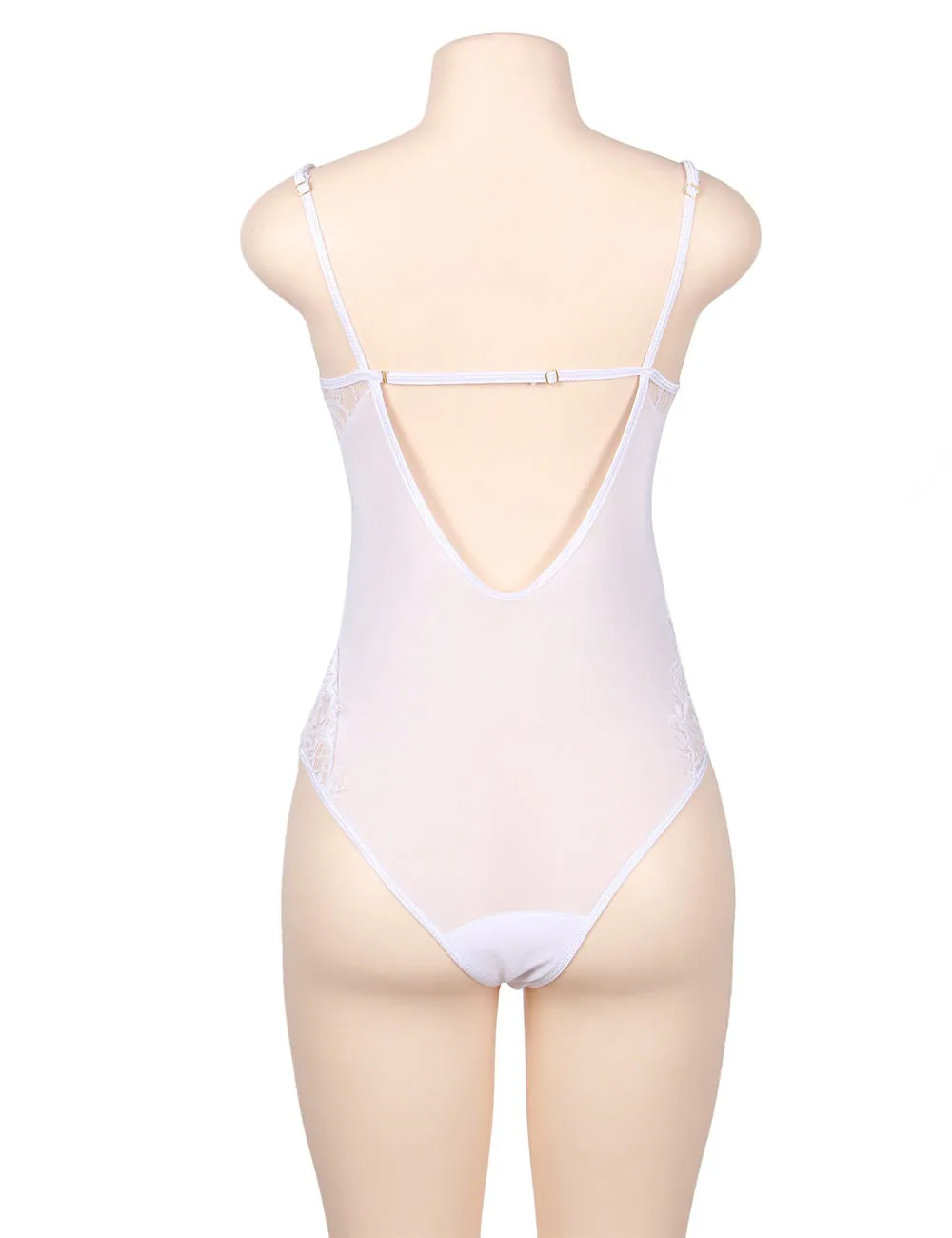 Chic Kissable White Backless Teddy With Underwire Lingerie Egypt