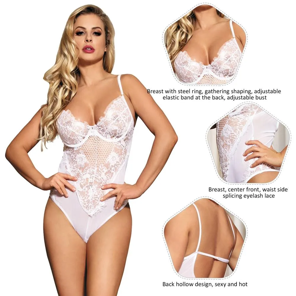 Chic Kissable White Backless Teddy With Underwire Lingerie Egypt
