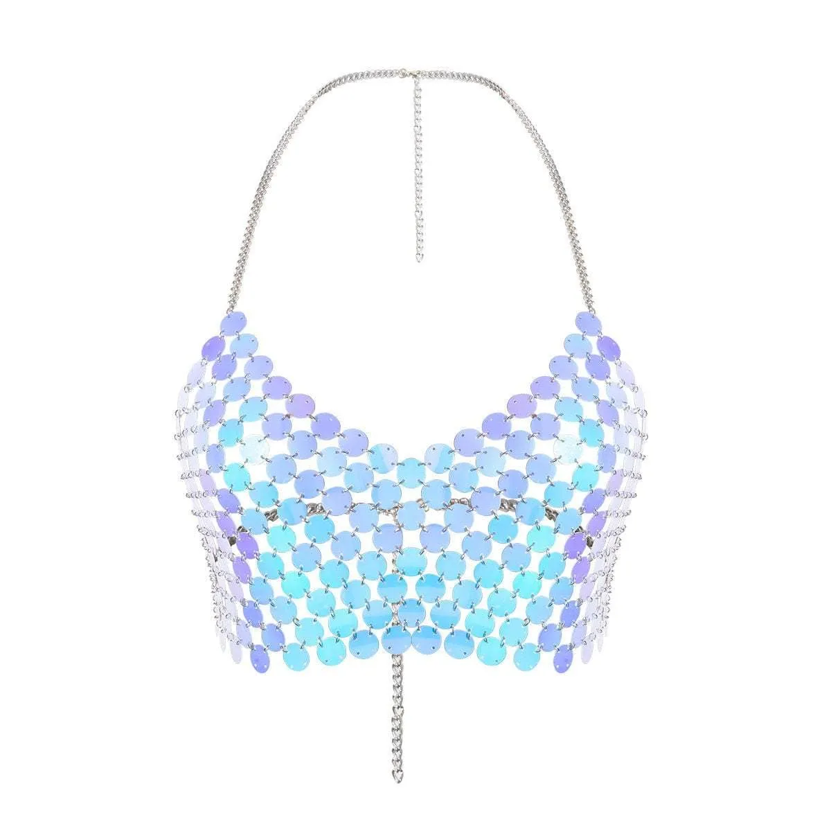 Chic Lingerie Body Chain Bra - Trendy Lingerie Bikini Bra - Halter Backless Sequins Chain Bra for Women