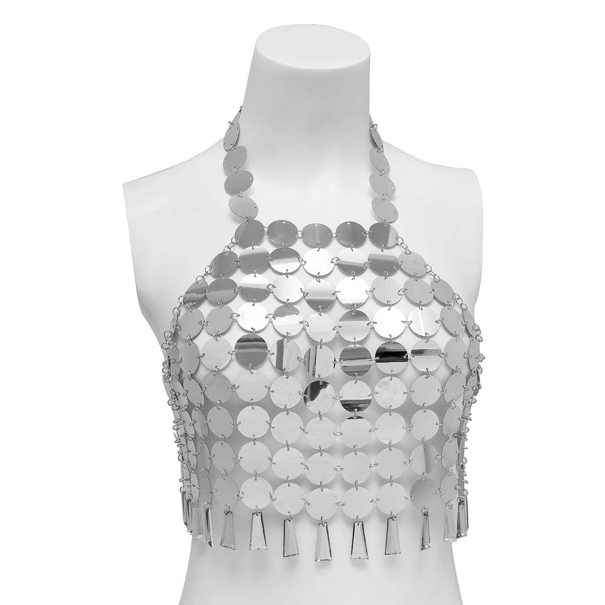 Chic Lingerie Halter Top Backless Glitter Tassel Sequins Bra