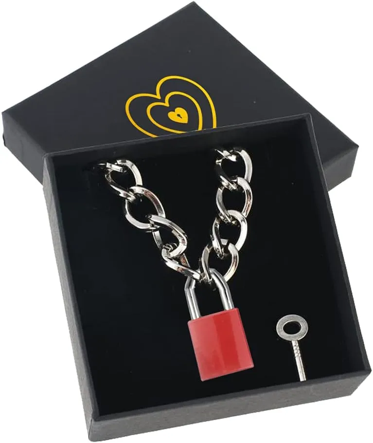 Choker for Men Women with PadLock and Key Chain