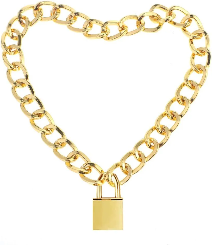 Choker for Men Women with PadLock and Key Chain