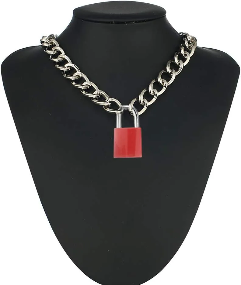 Choker for Men Women with PadLock and Key Chain