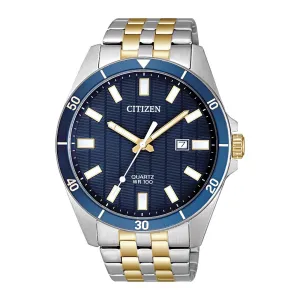 Citizen Quartz Mens Two Tone Blue Dial Watch