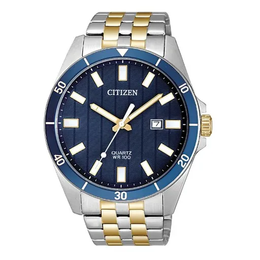 Citizen Quartz Mens Two Tone Blue Dial Watch