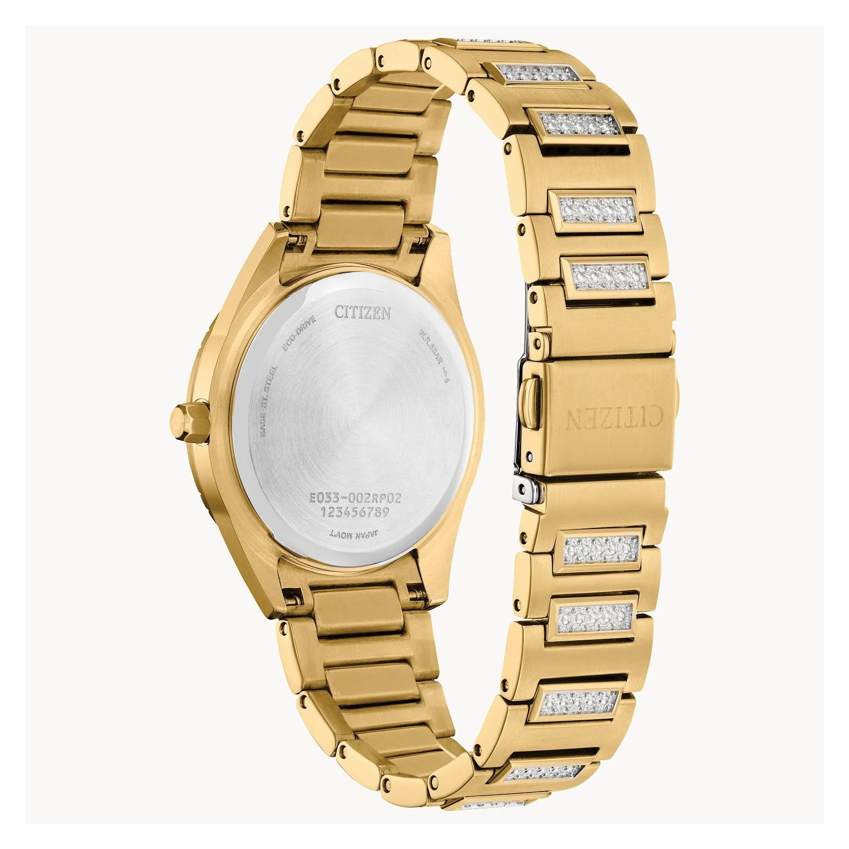 Citizen Silhouette Crystal Ladies Eco Drive Gold Tone Mother of Pearl Dial Watch