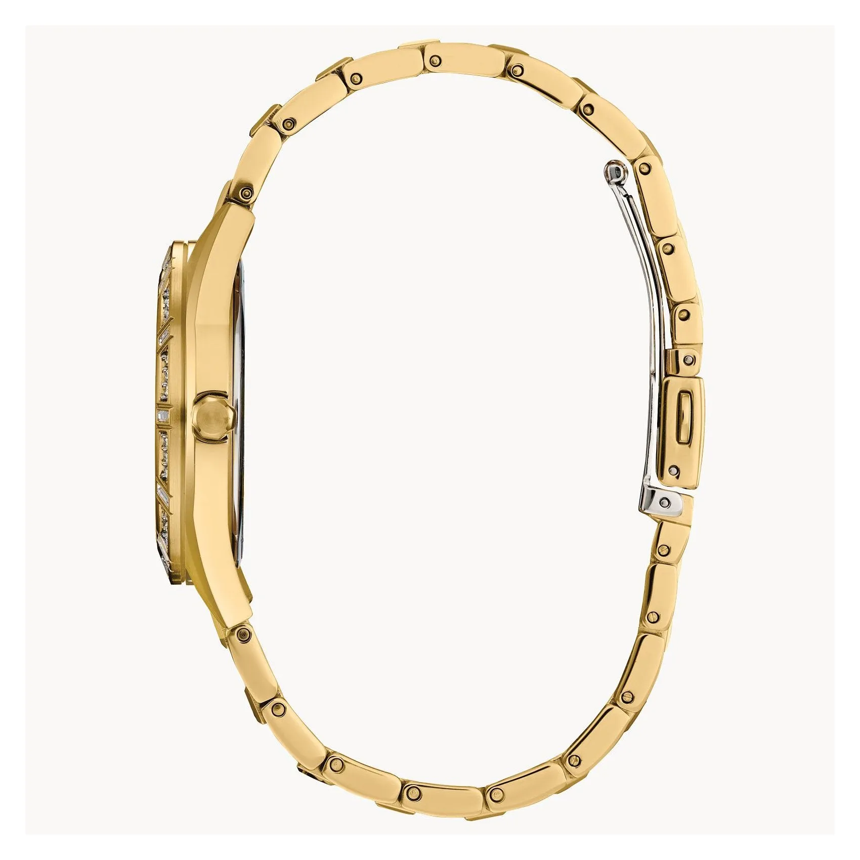 Citizen Silhouette Crystal Ladies Eco Drive Gold Tone Mother of Pearl Dial Watch
