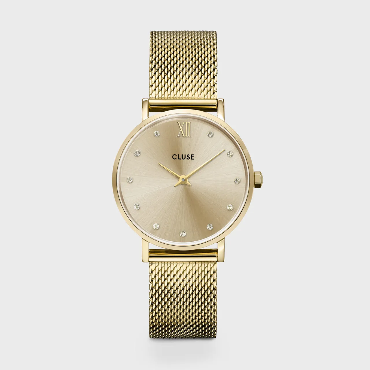 CLUSE Minuit 33 mm Gold Dial with Crystals/Gold Mesh CW10204