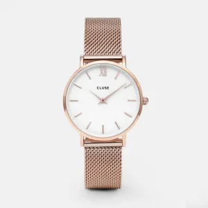 CLUSE Minuit Mesh Rose Gold/White 33mm Dial CW0101203001