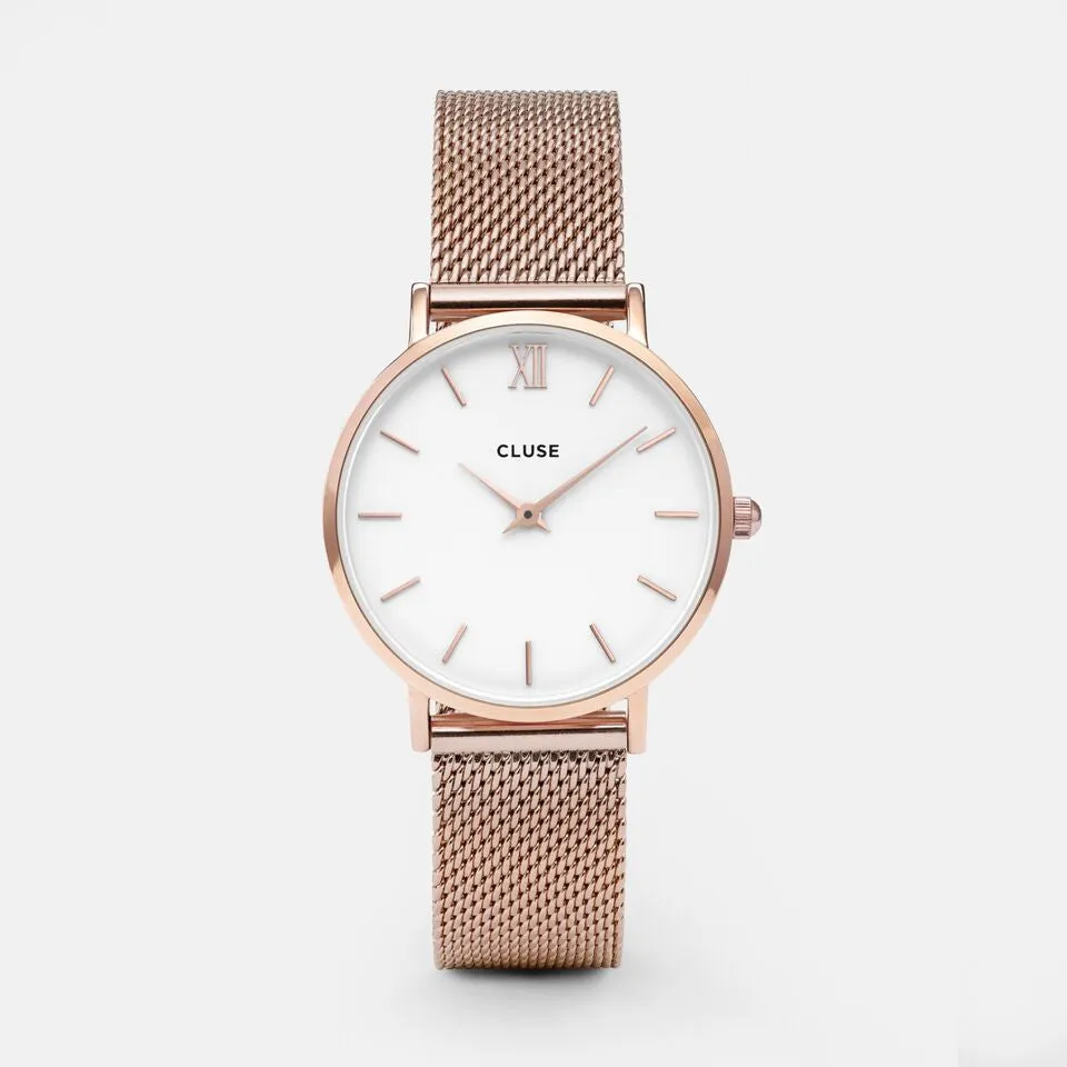CLUSE Minuit Mesh Rose Gold/White 33mm Dial CW0101203001